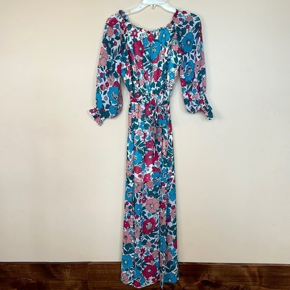 NEW Charles Henry Floral Off The Shoulder Chiffon Maxi Dress XS -Small - Picture 5 of 16